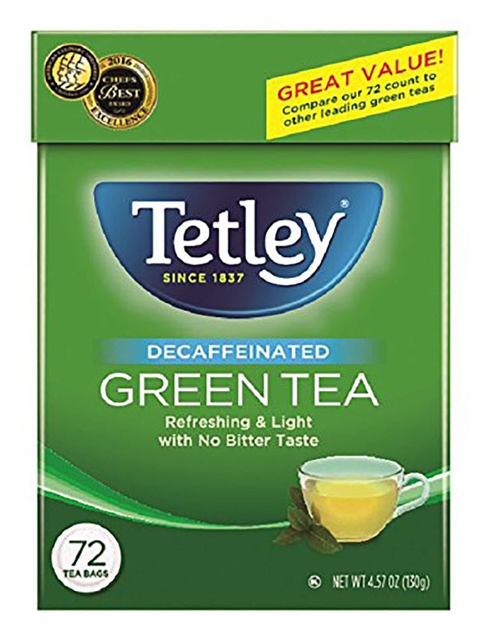 Tetley Tetley Natural Decaf Green Tea, Decaffinated Tea, 72 Count (Pack of 6), Rainforest Alliance Certified