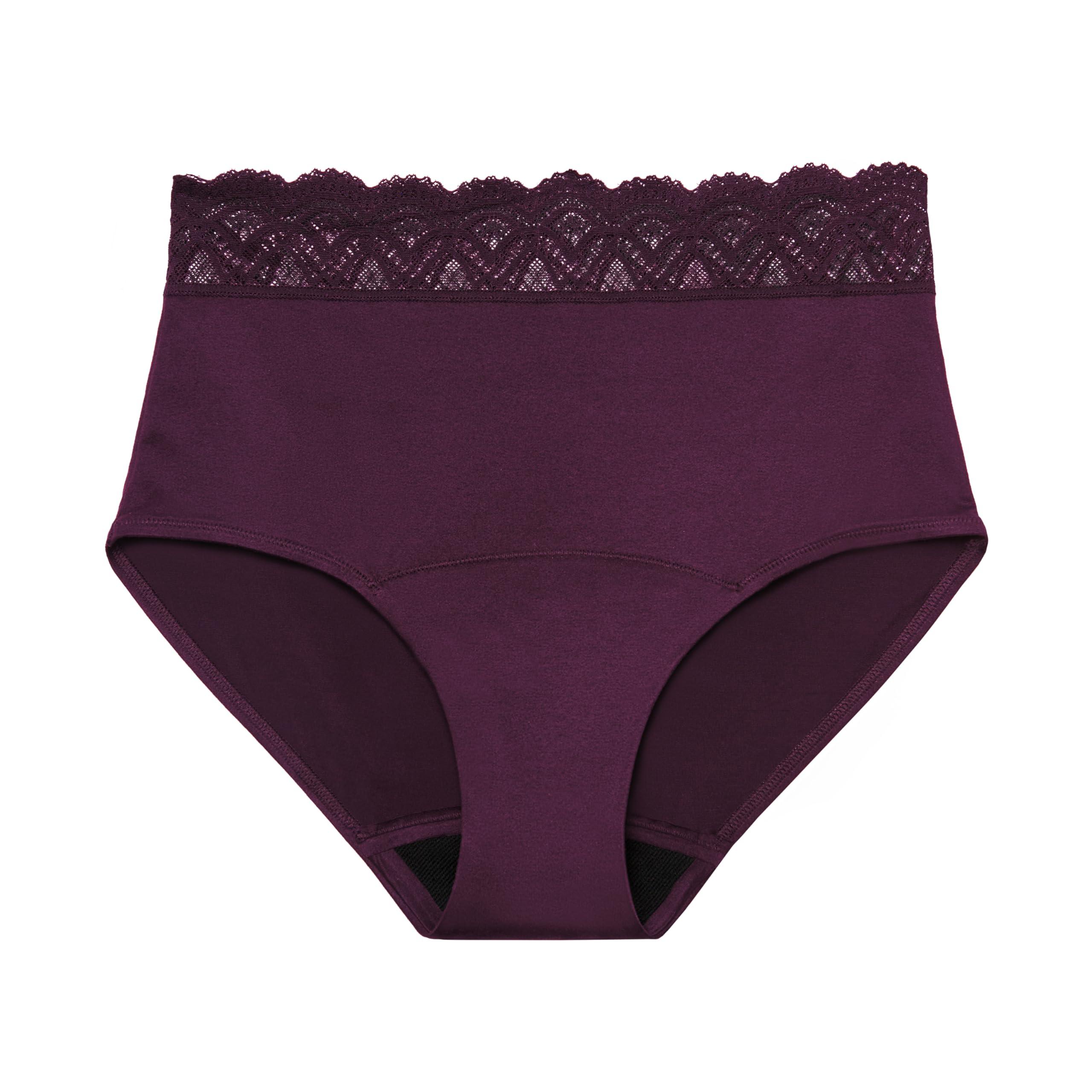 Thinx For All Leaks Thinx For All Leaks Hi-Waist Underwear, Holds up to 100ml or 6tbps or 1/4 Cup Worth of Liquid*, Light Absorbency Incontinence Underwear for Women, Feminine Care, BlackBerry, 5XL