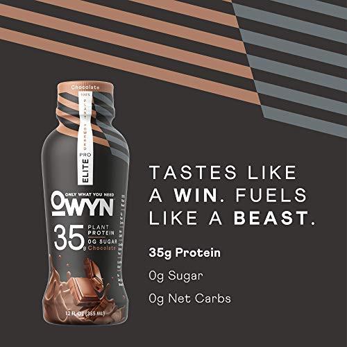 OWYN Only What You Need OWYN Only What You Need Pro Elite Vegan High Protein Keto Shake, 32g Protein, 9 Amino Acids, Omega-3, Prebiotics, Superfoods Greens for Workout and Recovery, 0g Net Carbs, Zero Sugar (Chocolate, 12 Fl Oz (Pack of 36)