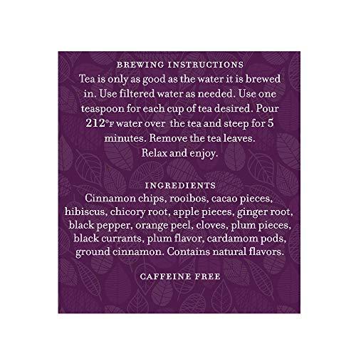 Harney & Sons Harney and Sons Mulled Plum Cider, 4oz Loose Leaf Herbal Tea with Cinnamon, Rooibos, Apple Pieces, and Plum, Dark Red, PP-GRCE8634