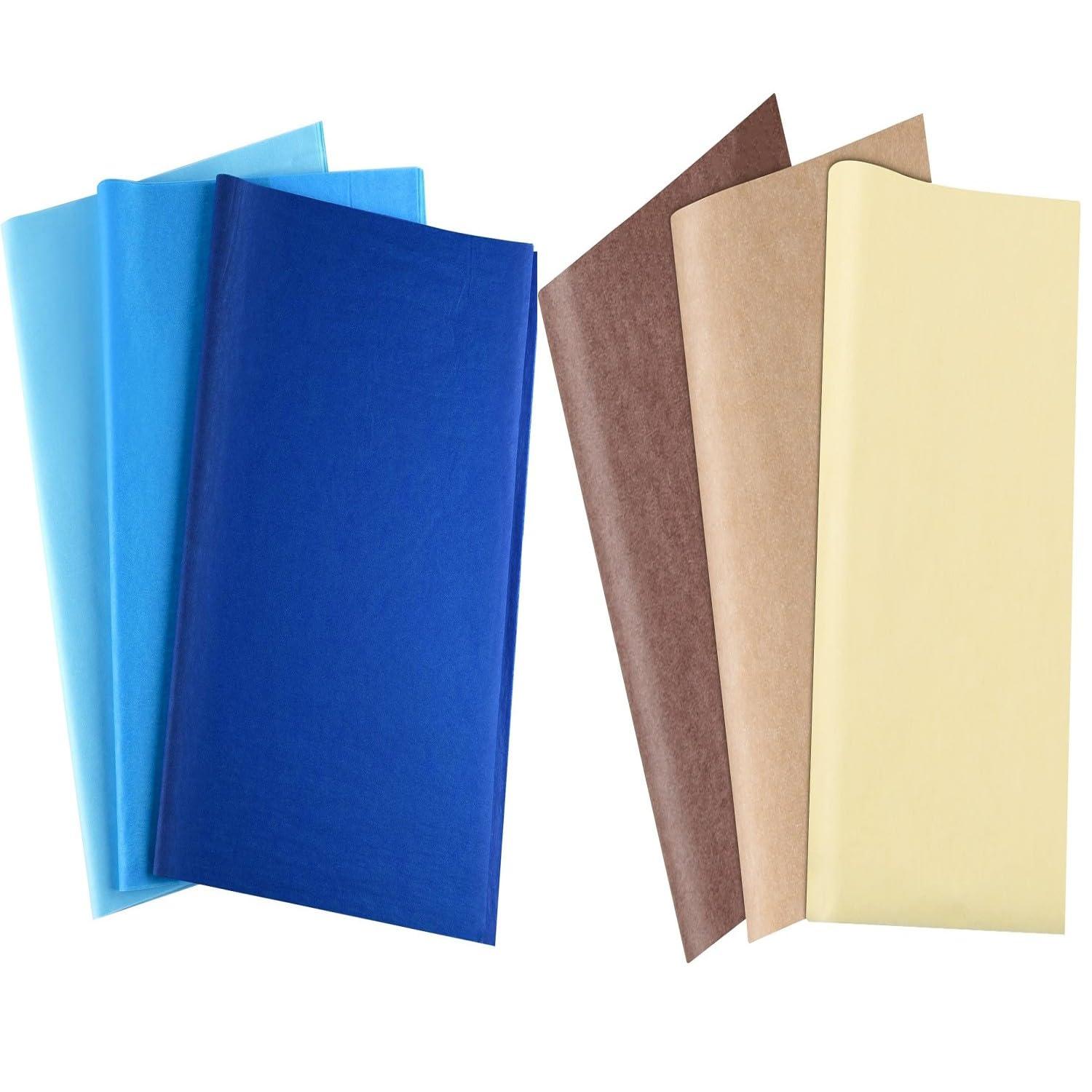 PLULON PLULON 60 Sheets Blue Tissue Paper Bulk and 60 Sheets Brown Tissue Paper Bulks