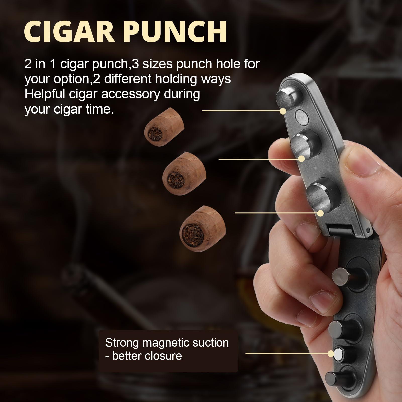 FANKAI FANKAI Cigar Punch and Stand Set, Triple-Punch Cutter,Dual Holders, 20-25-30 Ring Guage, Hole Opener with Portable Bag, Multifunctional Puncher Tool