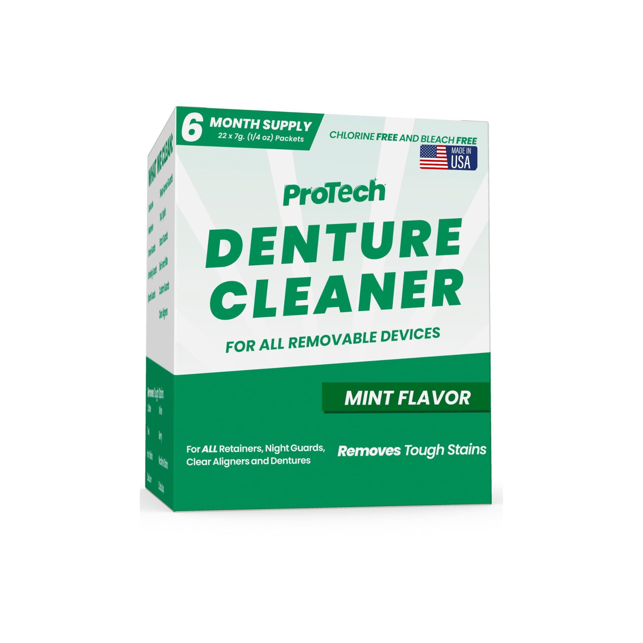 Pro Tech ProTech Denture Cleaner | 180 Cleanings (22 Pack/6 Month Supply) | For Clear Aligners, Dentures, Retainers, Mouth Guards & Night Guards - Cleaning Crystals, Mint