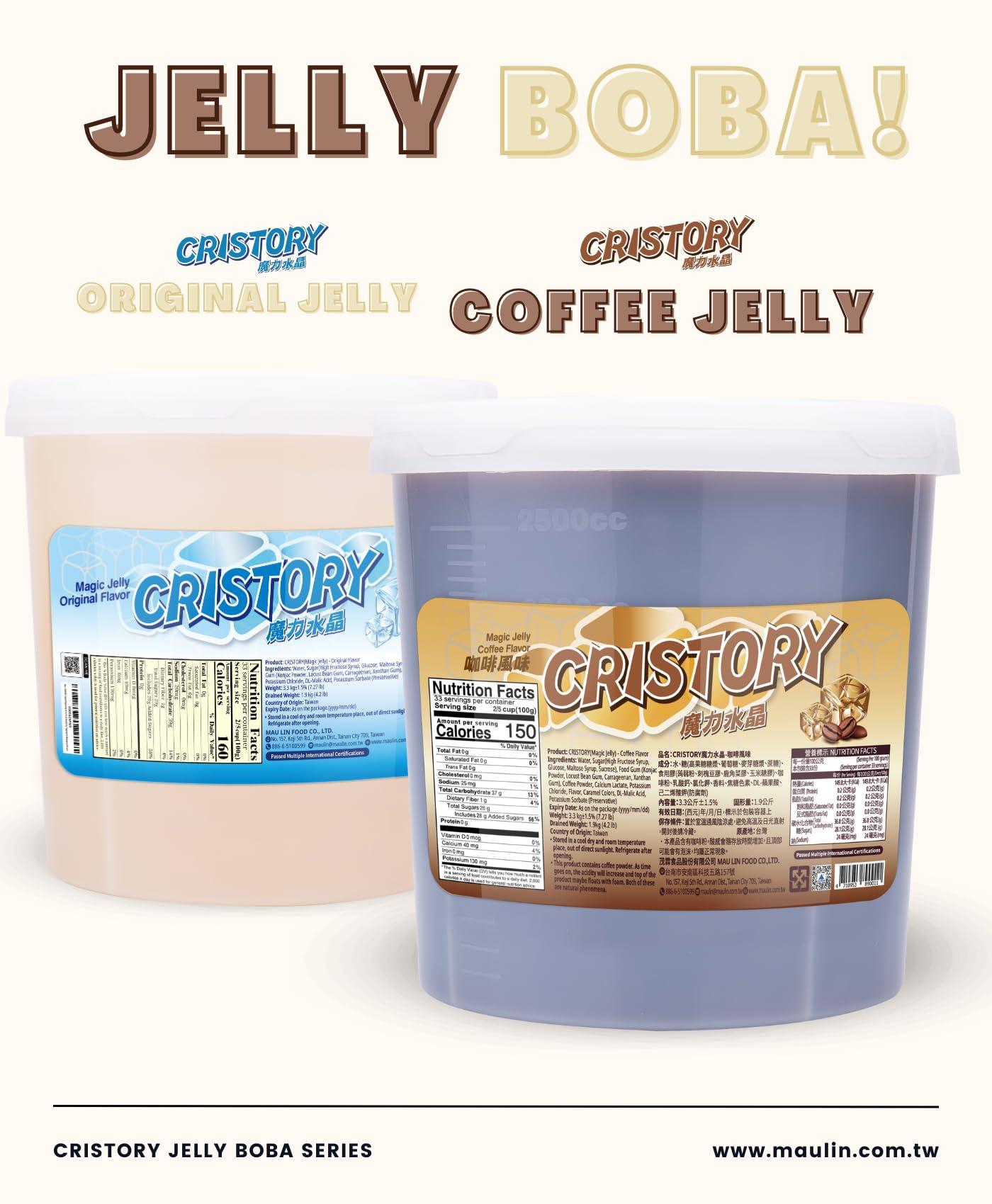 CRISTORY CRISTORY Coffee Jelly Jar (7.27 lbs), Authentic Arabica Coffee, Pre-Sweetened and Ready To Serve, 100% Gluten Free & Fat Free, Vegan Friendly, Bubble Tea, Toppings for Beverage & Desserts