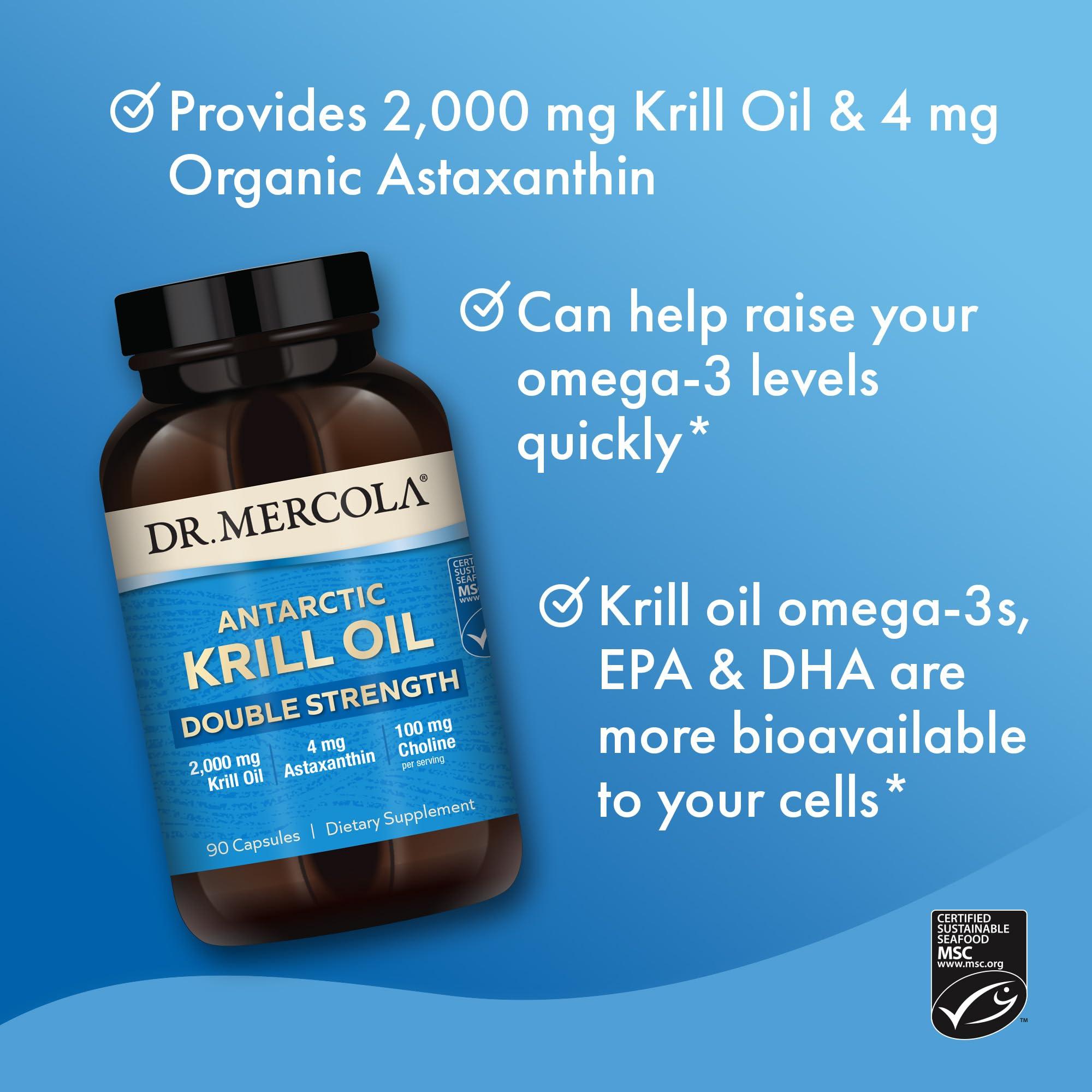 Dr. Mercola Dr. Mercola Krill Oil Double Strength, 90 Servings (270 Capsules), Dietary Supplement, 2,000 mg Krill Oil Per Serving, Ideal Source of Omega-3s, Non-GMO, MSC Certified
