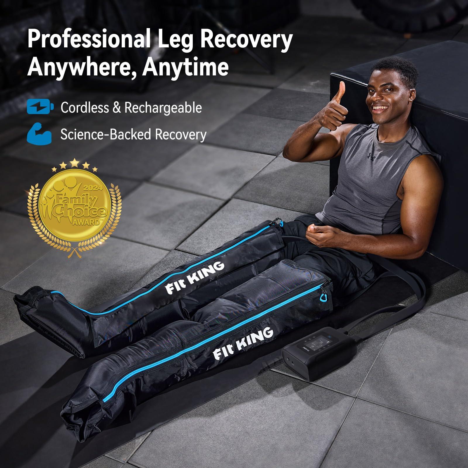 FIT KING FIT KING Professional Air Compression Leg Recovery System, Cordless Rechargeable Leg Compression Massager Recovery Boots, Fast Recovery & Improved Circulation for Athletes, FSA HSA Approved (Medium)