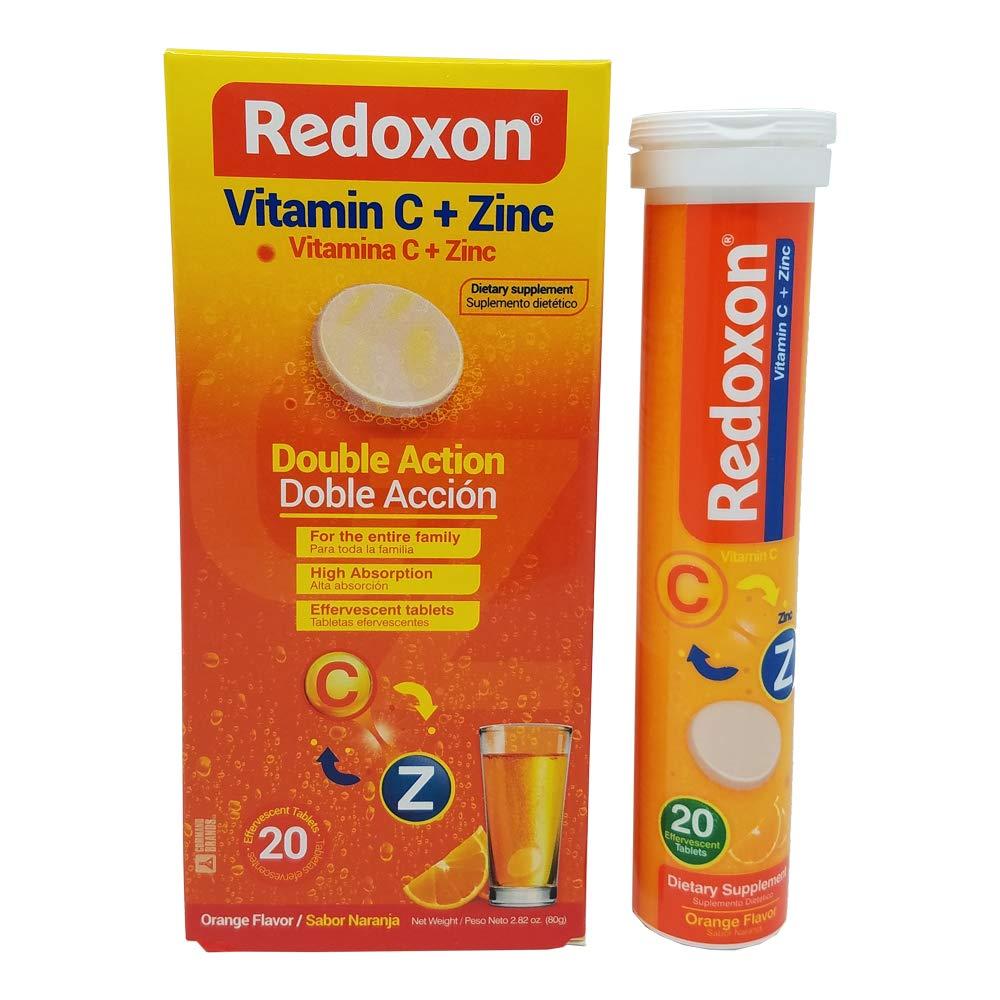 Redoxon Redoxon Vitamin C Tablets | Orange Flavor, Effervescent Double Action Supplement of Vitamin C and Zinc for Immune System Support, Healthier Lifestyle, and More Energy; 3-Pack of 20 Tablets