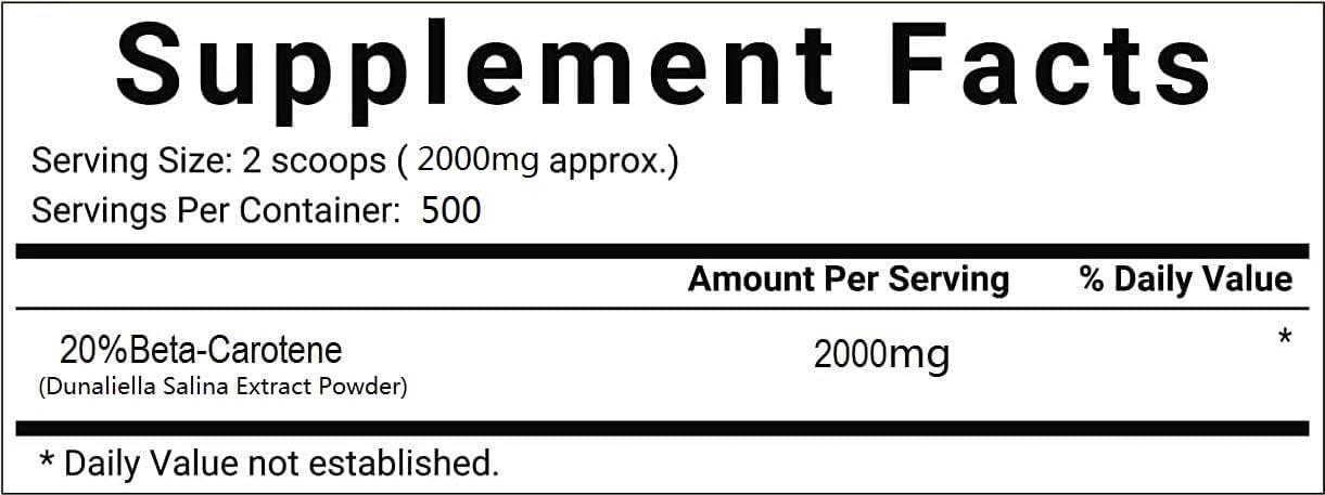 WonderLand Herbs Dunaliella Salina Extract Powder 1KG (1000 Grams), 20% Beta-Carotene. 100% Pure DUNALIELLA Organic.