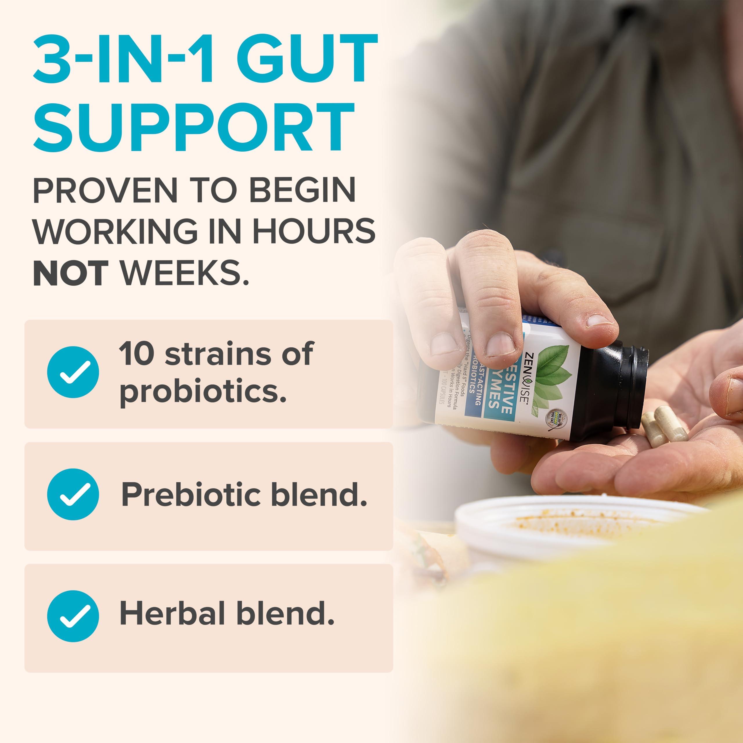 Zenwise Health Zenwise Health Digestive Enzymes and Bromelain for Gut Health - Probiotic Multi Enzymes with Prebiotics and Probiotics for Women and Men for Digestive Health and Bloating Relief for Digestion - 100 CT