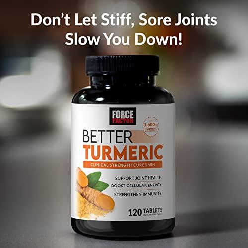 Force Factor FORCE FACTOR Better Turmeric 2-Pack Joint Support Supplement Featuring HydroCurc Turmeric Curcumin with Black Pepper, Clinical Strength Joint Support, 240 Tablets, White Packaging