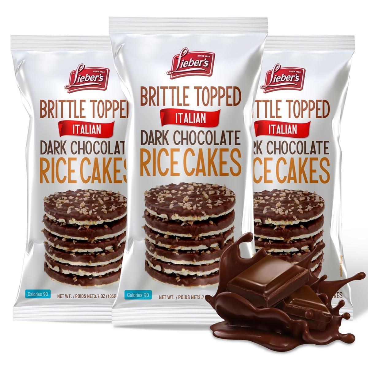 LIEBERS LIEBERS Thin Chocolate Rice Cakes, Kosher Certified Dairy and Dairy Free Options, Gluten Free Snack (Brittle Topped Dark Chocolate)