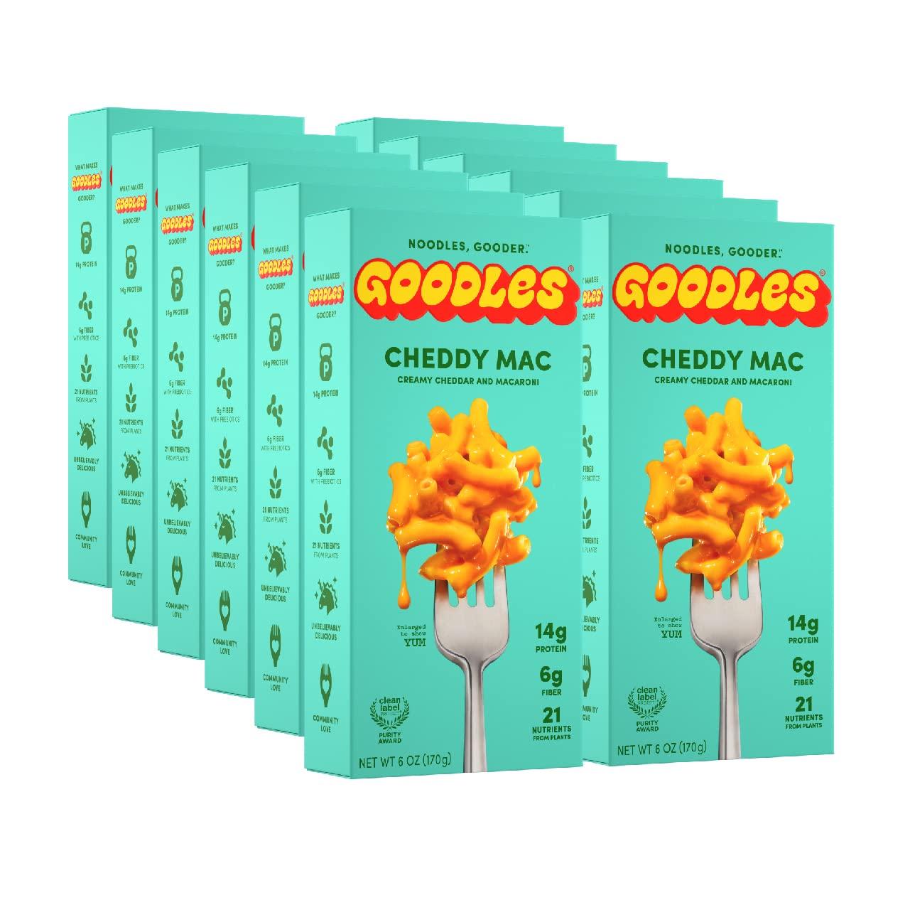 Goodles Goodles Cheddy Mac & Cheese 12 Pack, 6oz - 14g Protein, 6g Fiber with Prebiotics, 21 Nutrients and Made w/ REAL Cheese! | Clean Label Certified