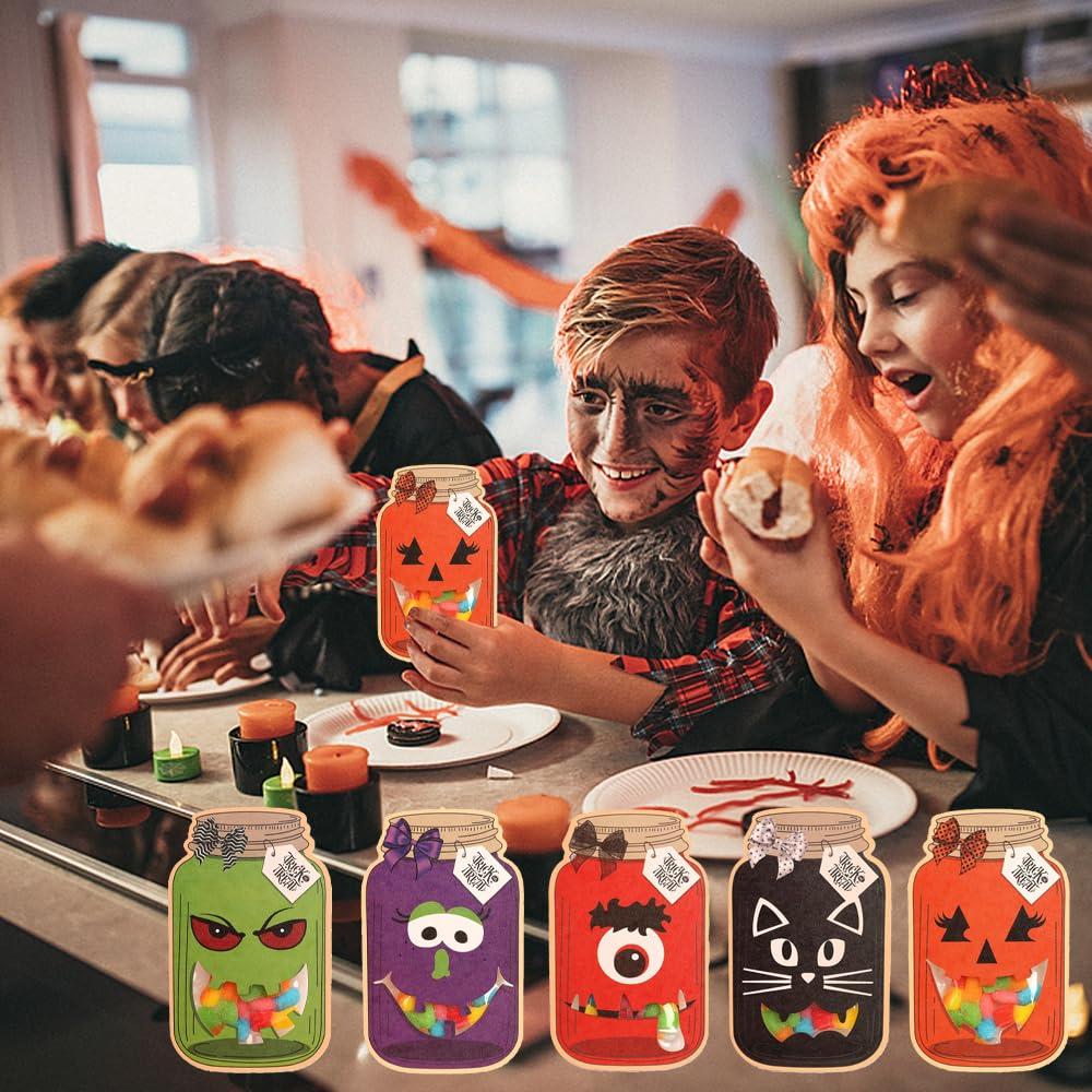 Colodeol 30 Pack Halloween Party Treat Bags - Trick or Treat Bags with Candy Cards, School Classroom Party Favors