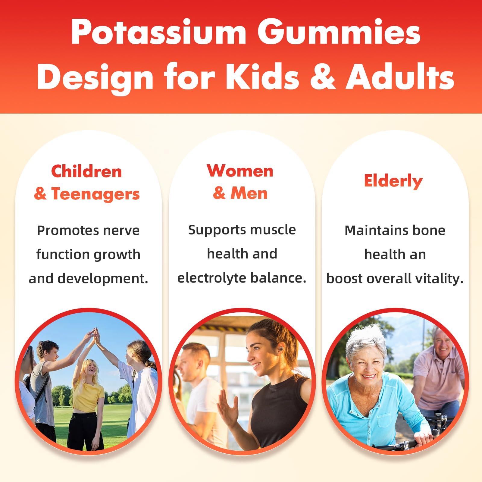softbear softbear Potassium Gummies for Adults, Sugar Free Potassium Chloride Gummies 1200mg Support Leg Cramps & Electrolyte Balance High Potency Potassium Supplement Gummies Strawberry Flavor 60 Count