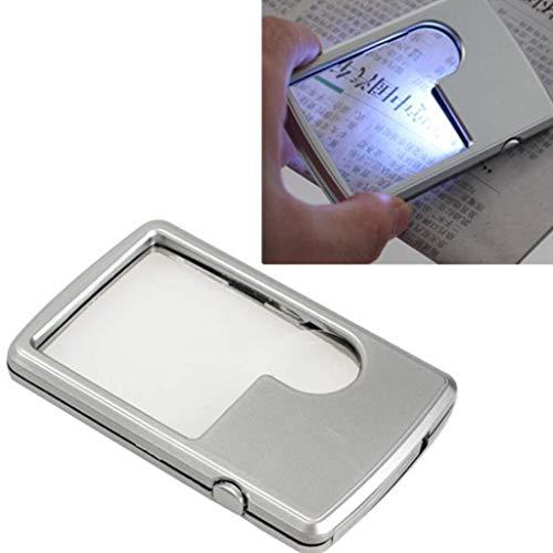 Zjnhl JIANLIZI Vision aid - Magnifying glass Square Magnifying Glass with LED Lamp Pocket Mini Card Type Magnifier 3X 6X HD Lens for Old Man Book Reading Jewelry Identification Watches DIY Crafts Carving