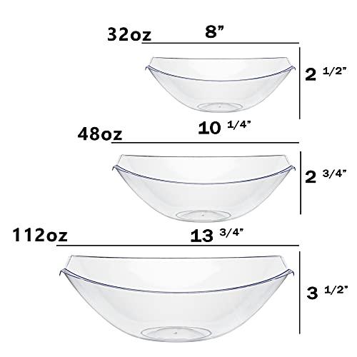 Exquisite Exquisite Pack Of 8 Disposable Plastic Serving Bowls Plastic For Parties Oval | 112 Oz Clear Plastic Bowls For Parties I Disposable Serving Bowls For Salad Bar Buffet | Serving Bowl For Candy & Chips