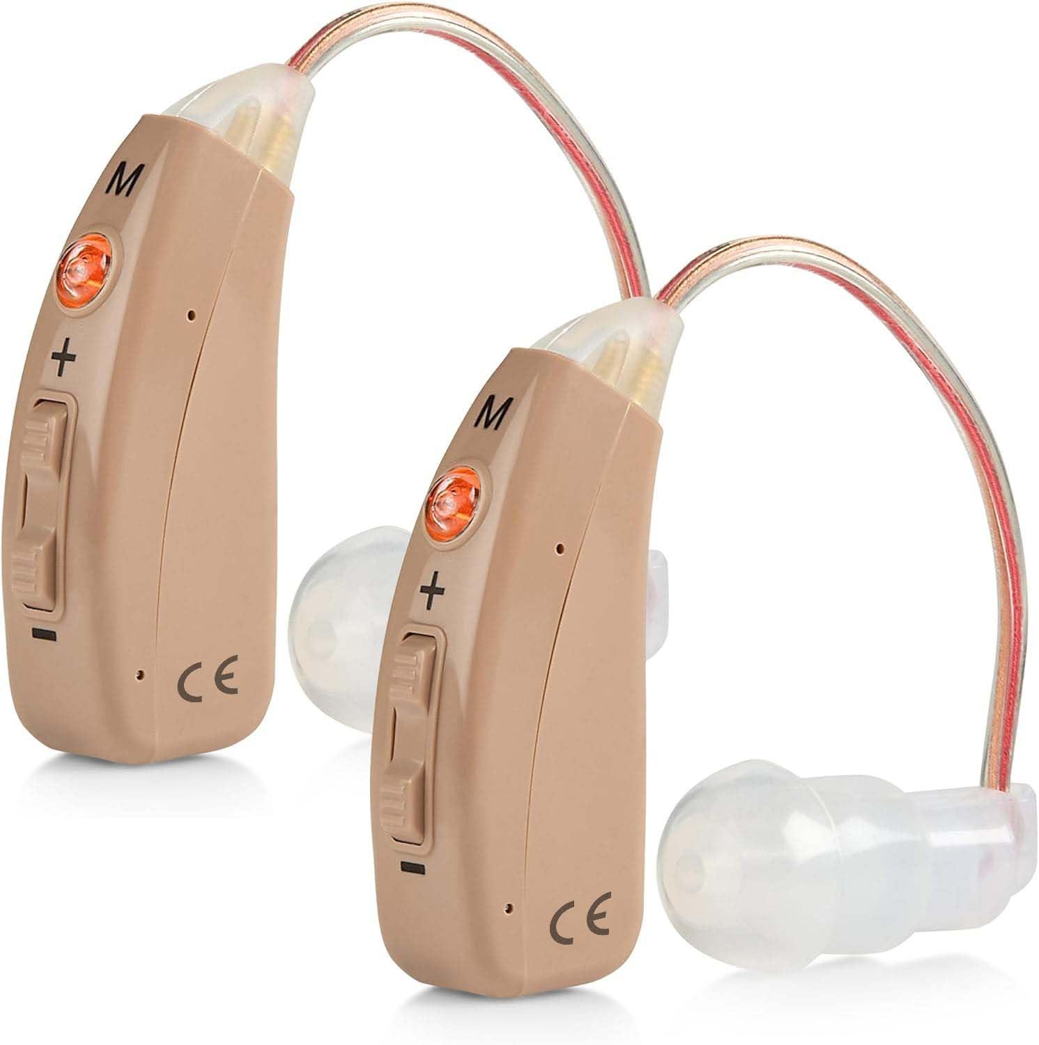 MEDca Rechargeable Hearing Amplifiers - Premium Digital BTE Personal Sound Amplifier Device Pair with 2 Program Modes Noise Cancellation & Feedback Reduction & Fast Charging for Adults Seniors & Elderly