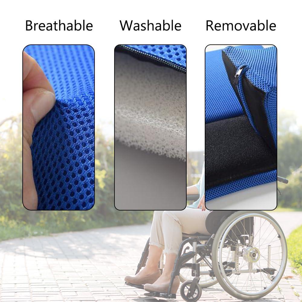 EDWERD EDWERD Wheelchair Wedge Saddle Cushion - Electric Mobility Scooter Seat Pad with Convex Pommel for Elderly, Disabled & Limb Weakness, Soft Non-Slip (Blue)