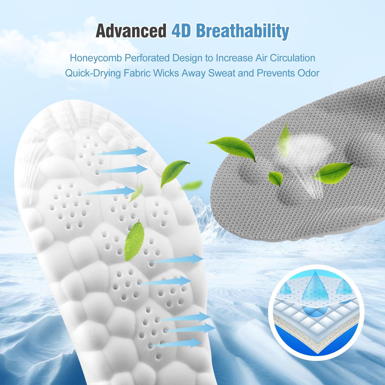 ENLOPQ 2 Pairs 4D Cloud Soles for Women - Soft Memory Foam Cushioning Cloud Insoles - Ultra Comfort Trim to Fit Steppers Insoles with Arch Support for Foot Pain Relief and Fatigue Reduction(US W 6.5-9)