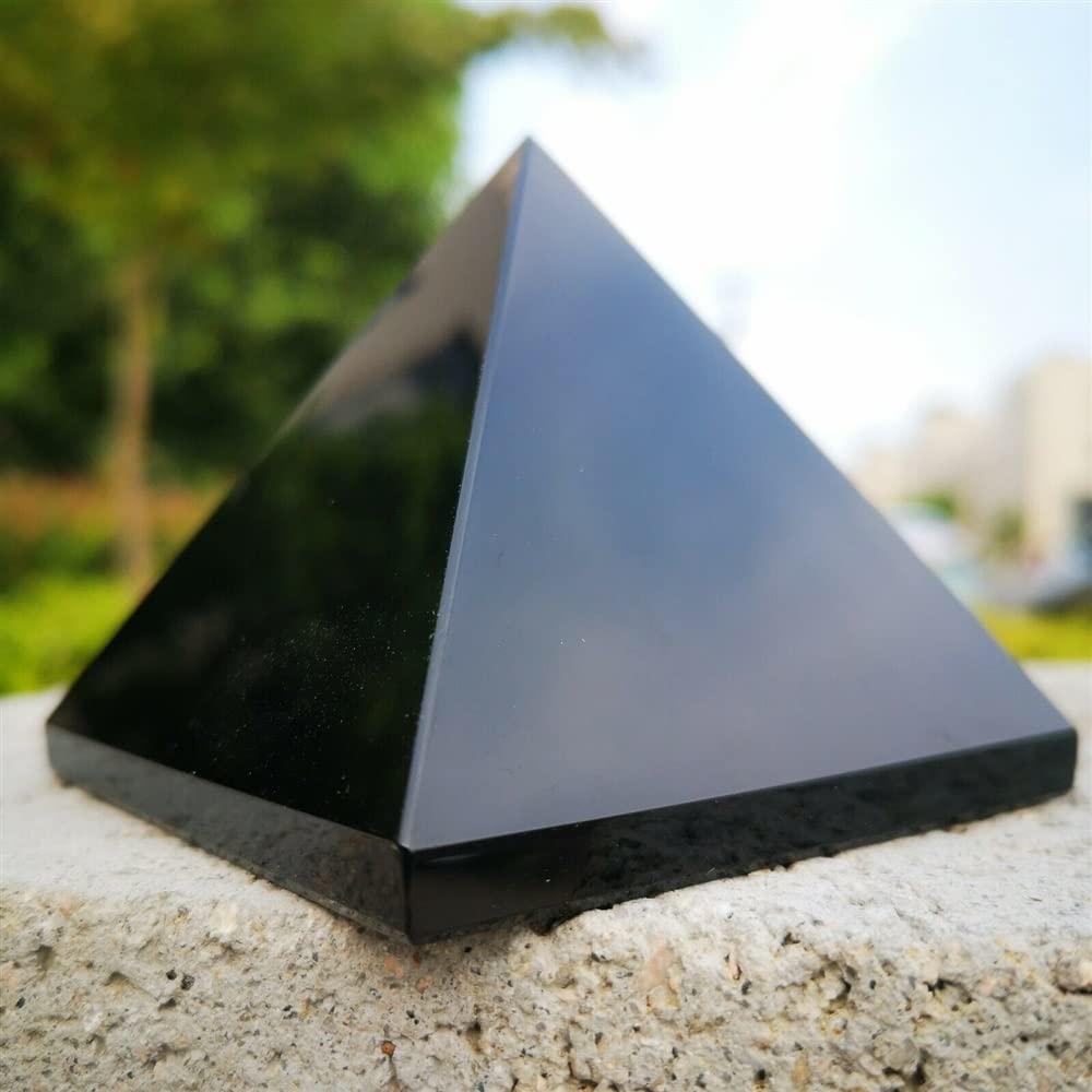 WGPHD WGPHD Meditation Home Natural Obsidian Quartz Crystal Pyramid Clear Reiki Healing Natural Obsidian Crystal Pyramid Original Stone polishing (Size : 6-6.5CM)