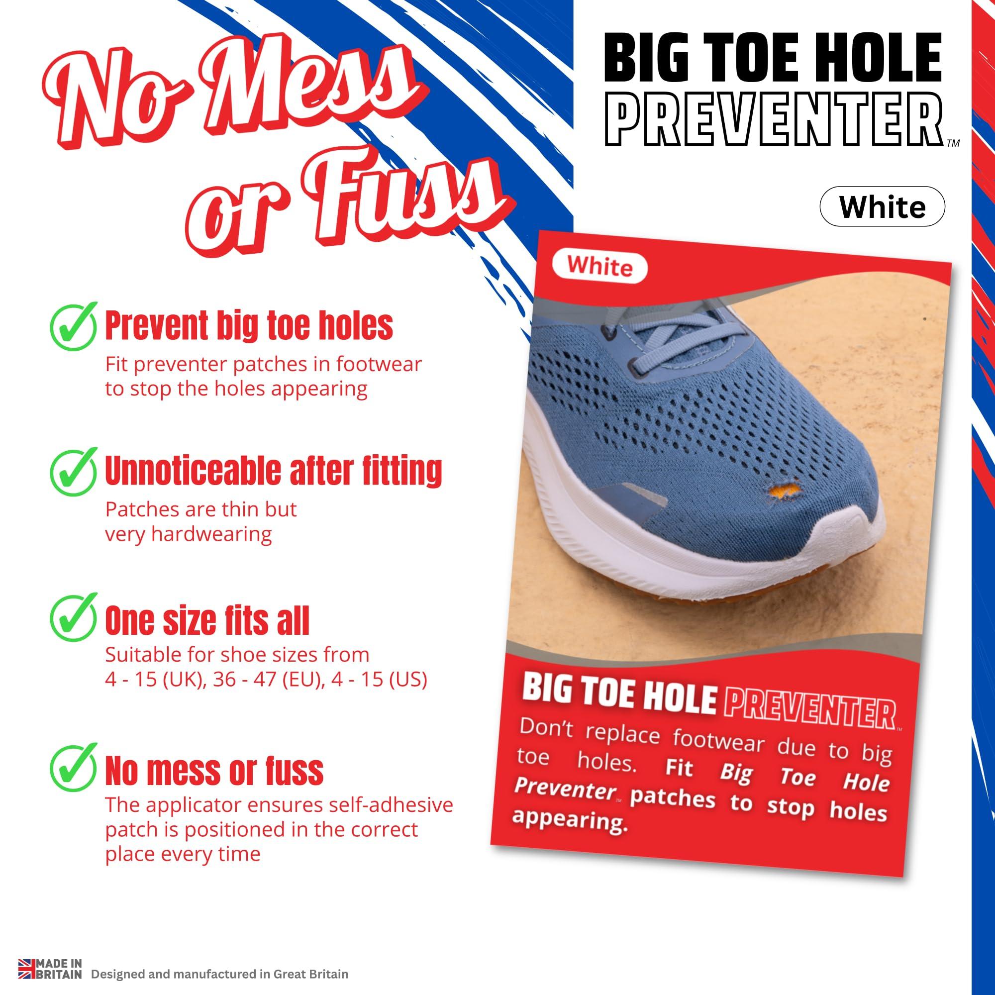 Trainer Armour Trainer Armour - Big Toe Hole Preventer, self-Adhesive Patches with a Clever applicator. Shoe Toe Burst Toe Box Blowout Prevention Insert, Toe Hole Area Repair Patch. for Running Shoes and Sneakers.