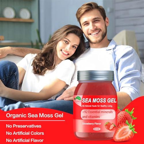 VPKIN Sea Moss Gel,Organic Raw Irish Seamoss Gel Advanced Superfood,Immune and Digestive Support,Vitamin and Minerals Supplement(Strawberry,18.5OZ)