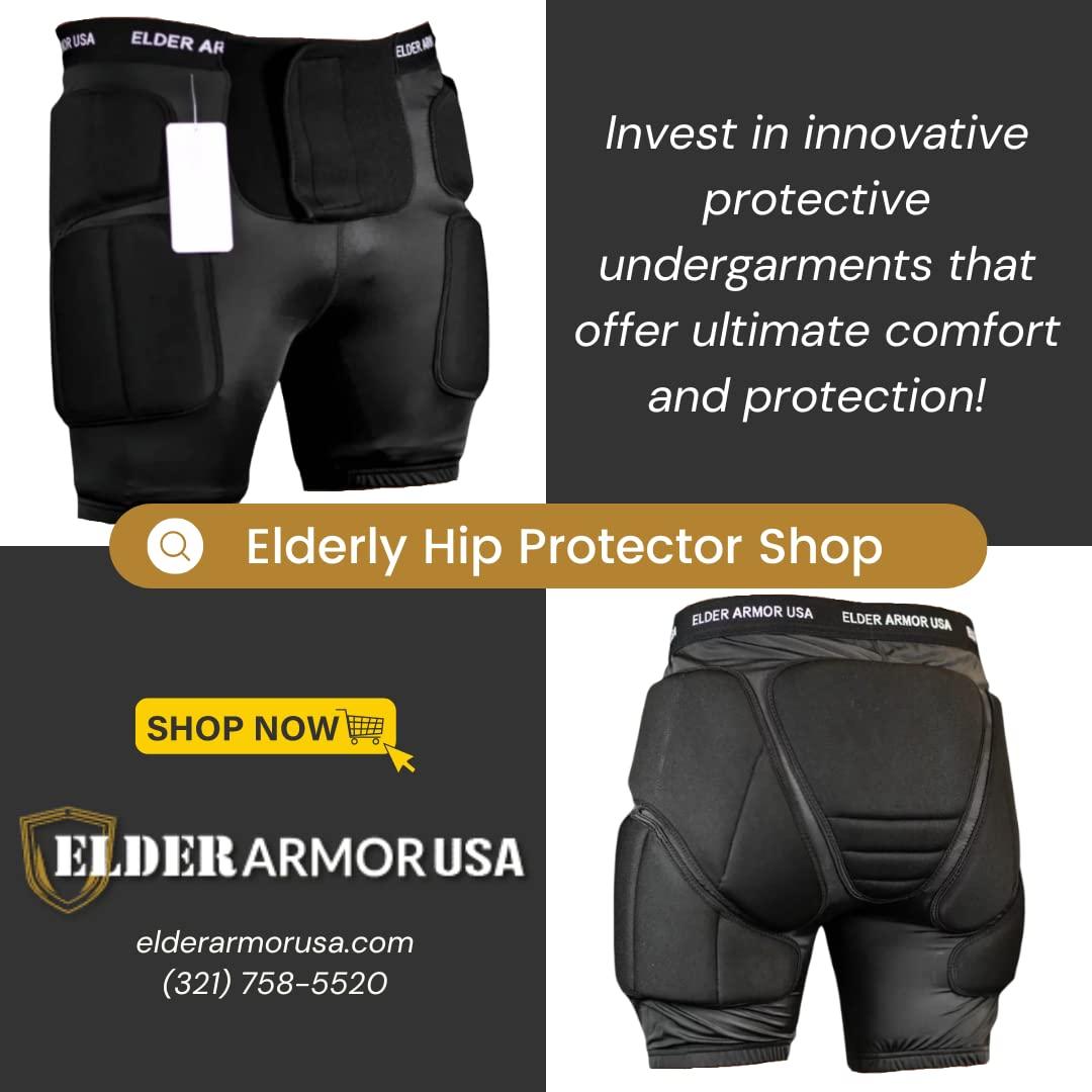 Elder Armor USA Elder Armor USA: Senior Hip Protection pad That Prevents and Protects The Hip, sit Bone, Tailbone, & Thigh from Injury Due to Fall. Light. Lightweight Breathable Matrial. Unisex Size 28-32