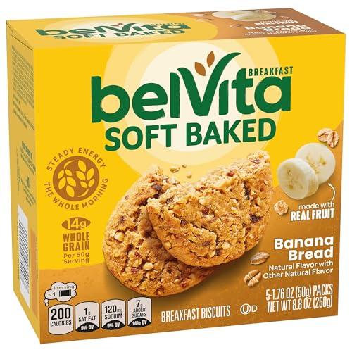 Belvita belVita Soft Baked Banana Bread Breakfast Biscuits, Chewy Breakfast Bars, 5 Packs (1 Biscuit Per Pack)