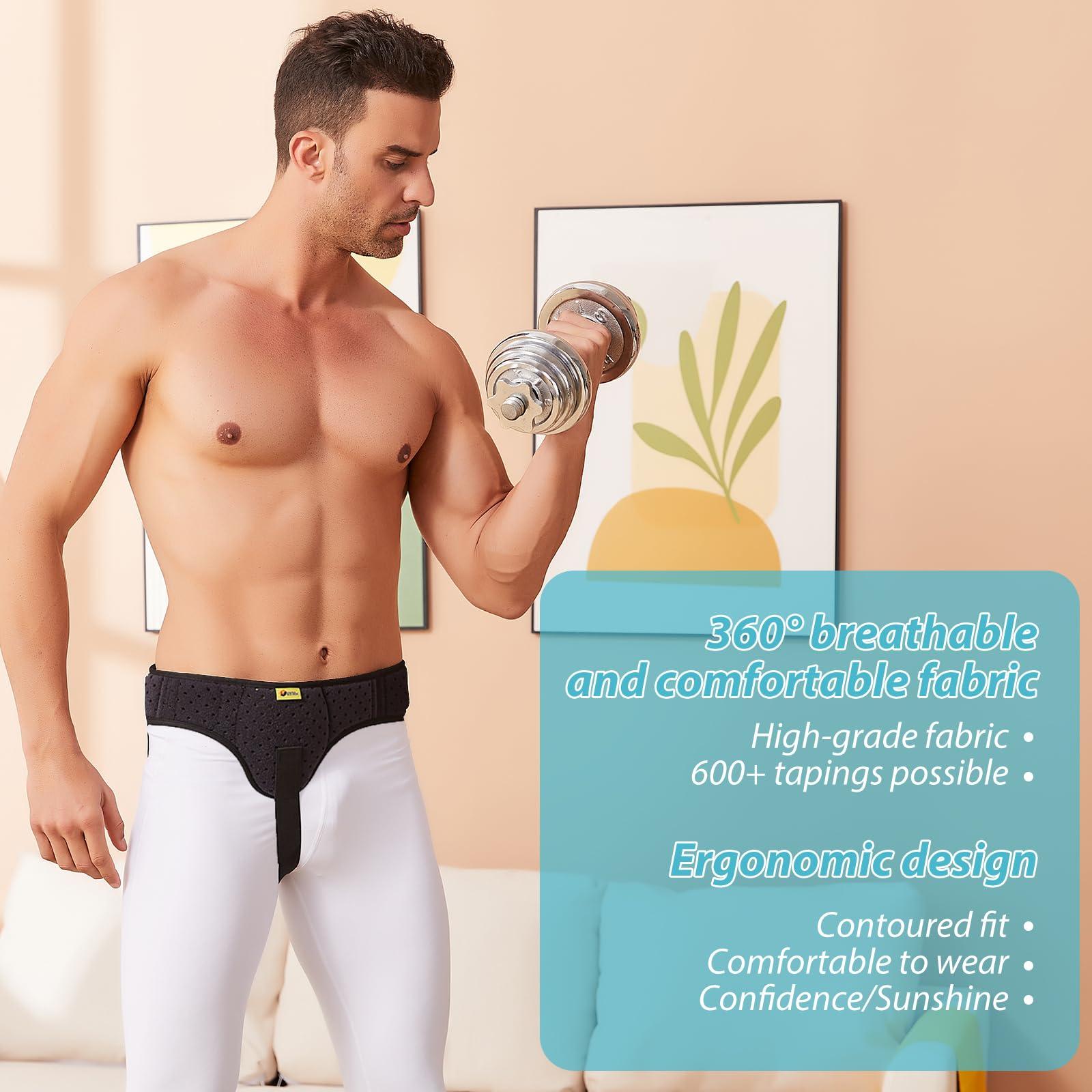 TENB TENB Hernia Belt for Men Hernia Support Truss Inguinal or Sports Hernia, Adjustable Waist Strap with Removable Compression Pads Breathable Material (Black, Medium)