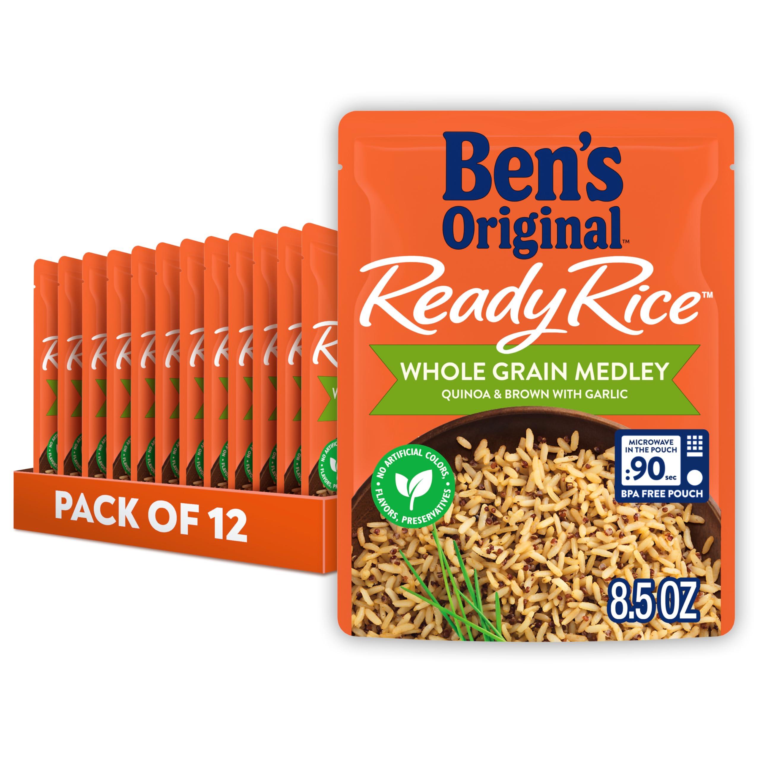 BEN'S ORIGINAL BEN'S ORIGINAL Ready Rice Whole Grain Medley Quinoa and Brown Flavored Rice, Easy Dinner Side, 8.5 OZ Pouch (Pack of 12)