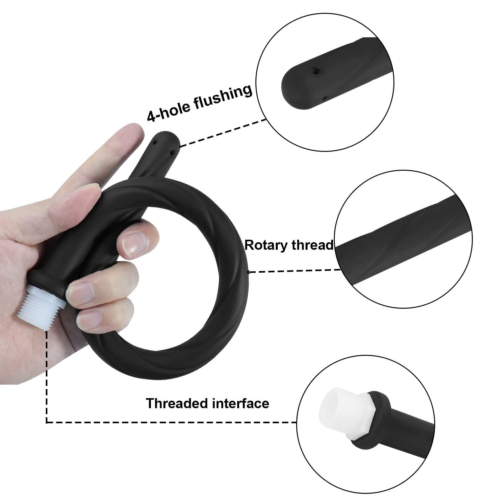 JIELUO Shower Enema Douche Nozzles for Men and Women, 4 Holes Water Spray Comfortable Silicone Nozzles Enema Attachment, Reusable Shower Enema Hose