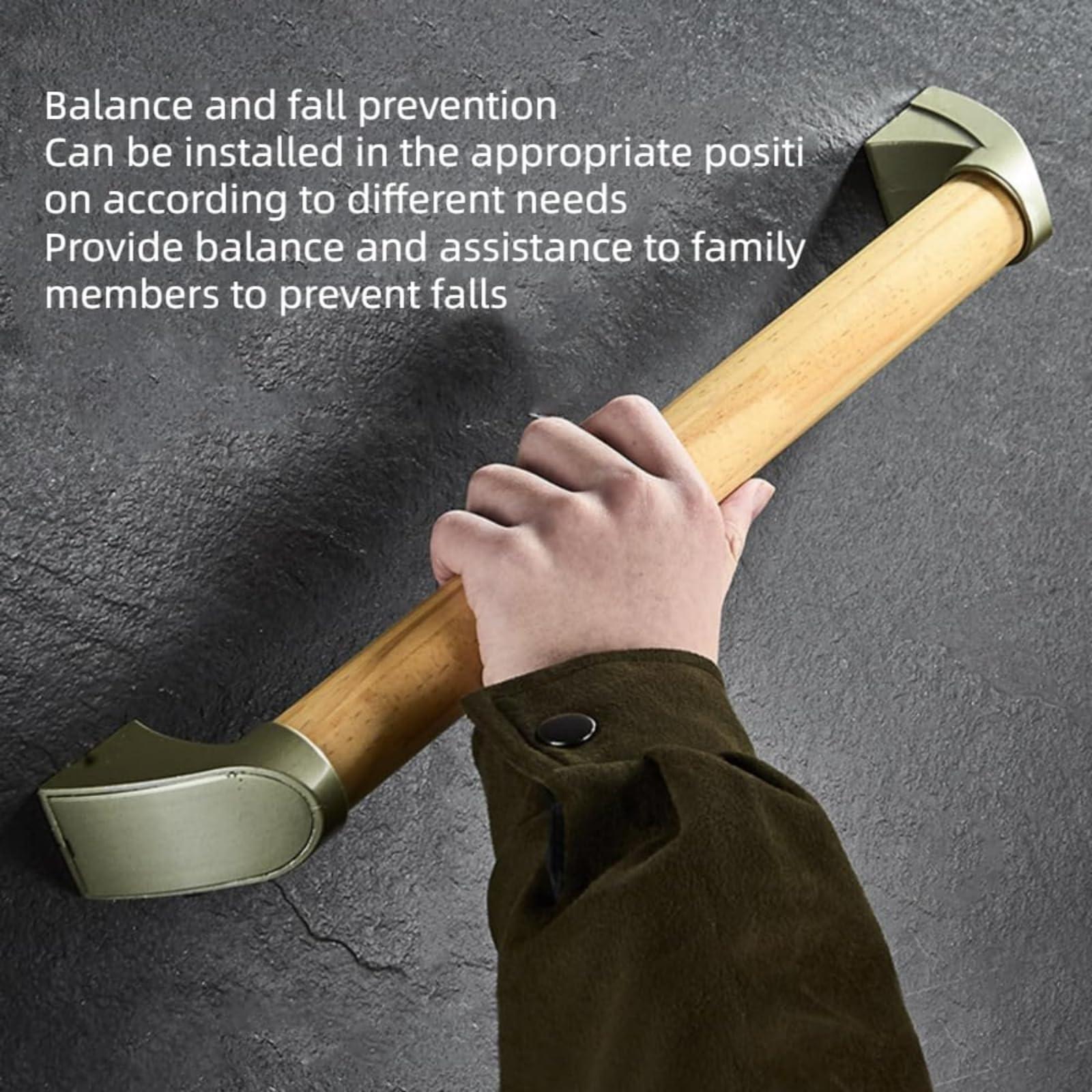 Generic Solid Wood Bathroom Grab bar Holder, 17Bathtub Safety Grab bar, Bathroom Accessibility Handle, Non-Slip Pull Handle for The Elderly, Non-Slip Wooden Shower Handle, Toilet Grab bar