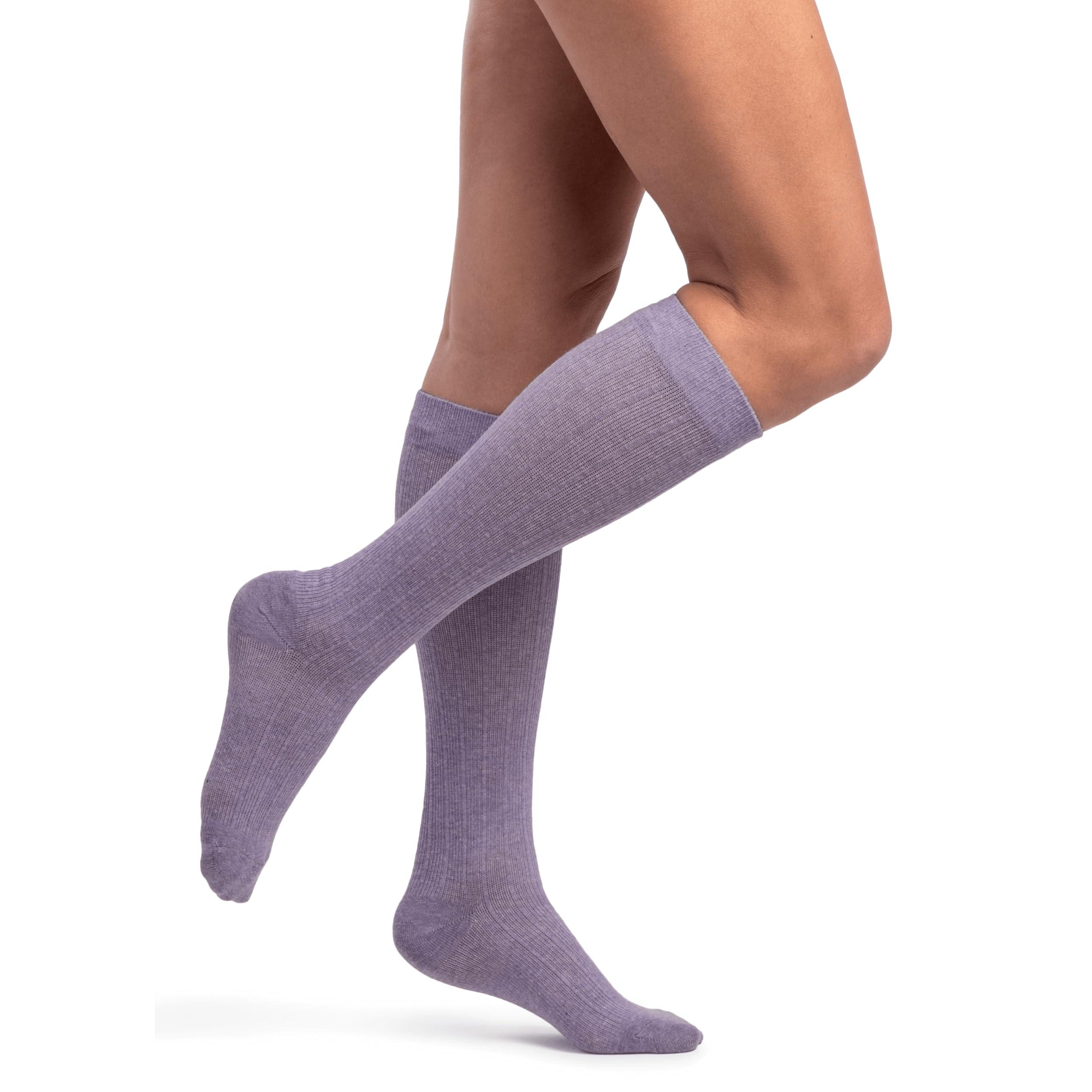 Sigvaris Sigvaris Women\'s Style Linen Compression Socks 20-30mmHg - Hypoallergenic, Lightweight, Breathable & Sustainable - Large Long - Lavender
