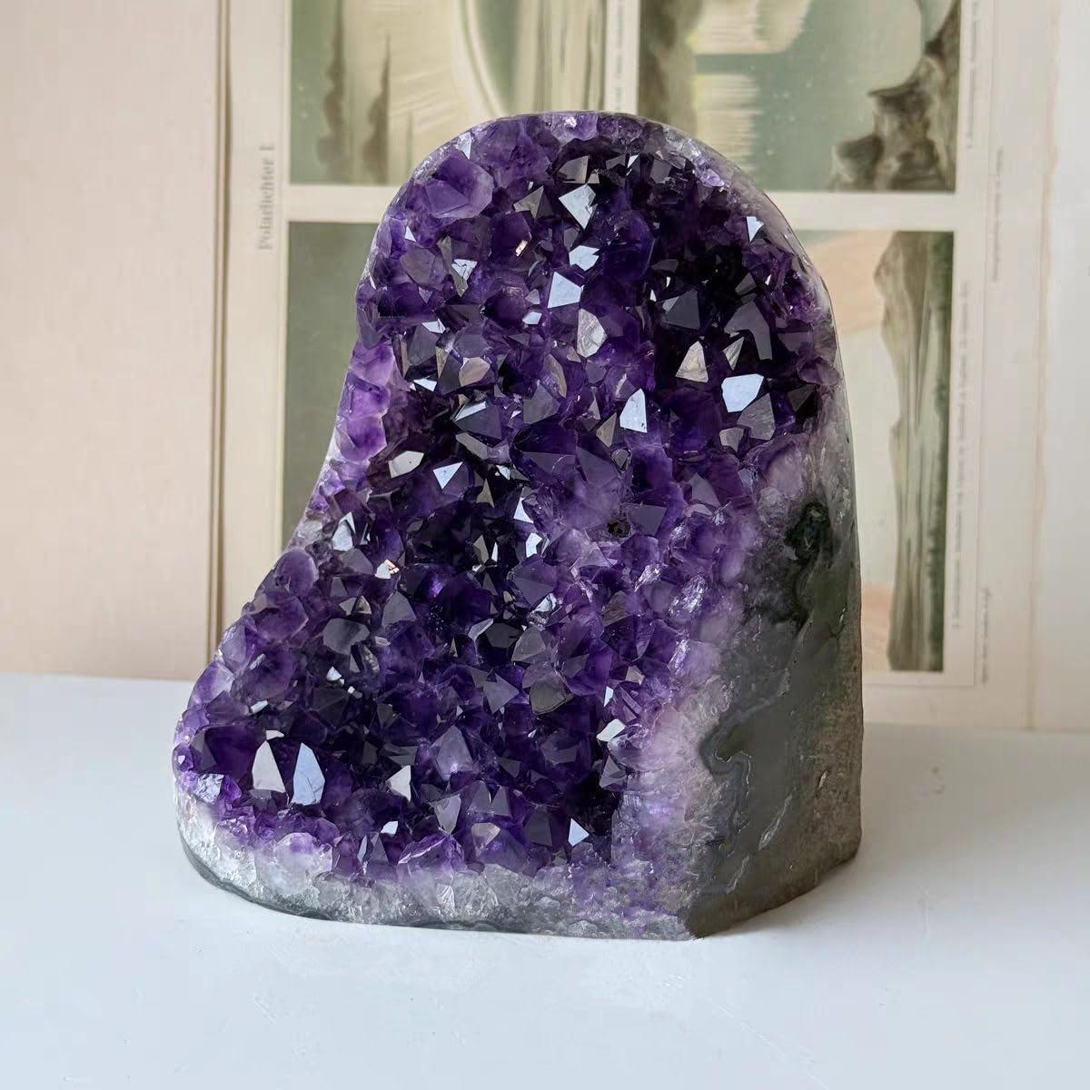 WAFUNNE Amethyst Crystal Geodes Purple Crystals Rock Cluster Quartz Raw Healing Crystals 6-7LB