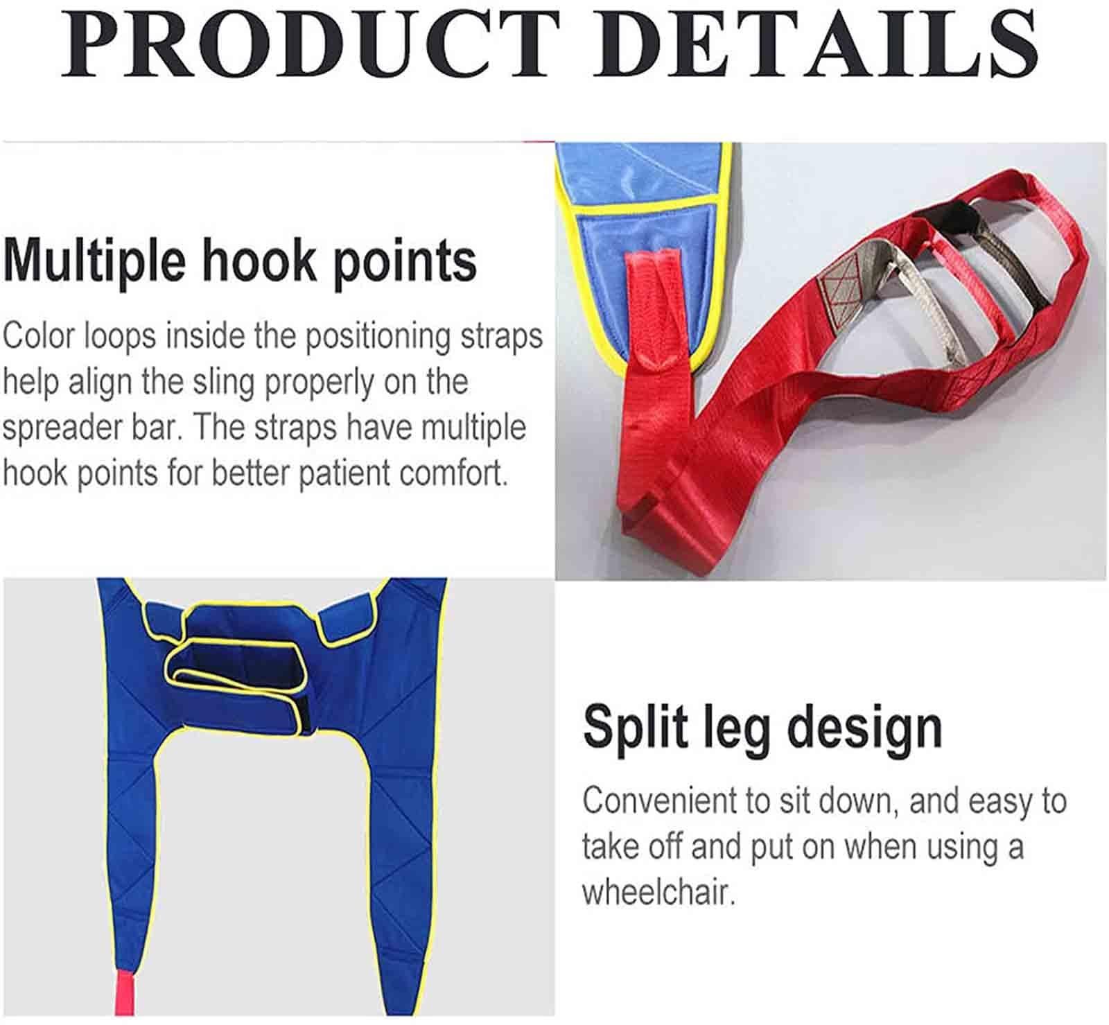DATEN DATEN Toileting Hoist Sling, Medical Patient Sling,Split Leg Sling Helps with Positioning and Lifting,Reusable and Washable,Weight Capacity of 507 Lbs (Size : B)