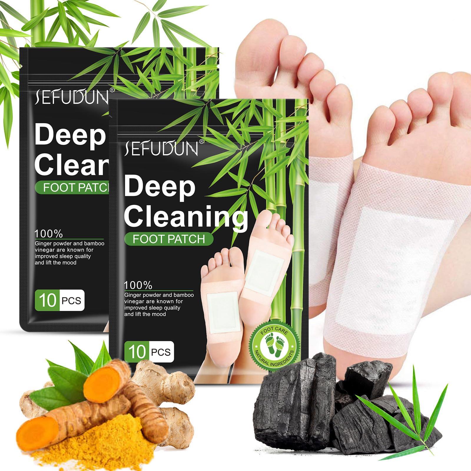 Tudiqe 20PCS Foot Pads, Natural Bamboo Vinegar Ginger Powder, Easy to Use and Feel Better, Ginder Foot Pads for Relaxation, Relieve Stress, Improve Sleep, Pain Relief