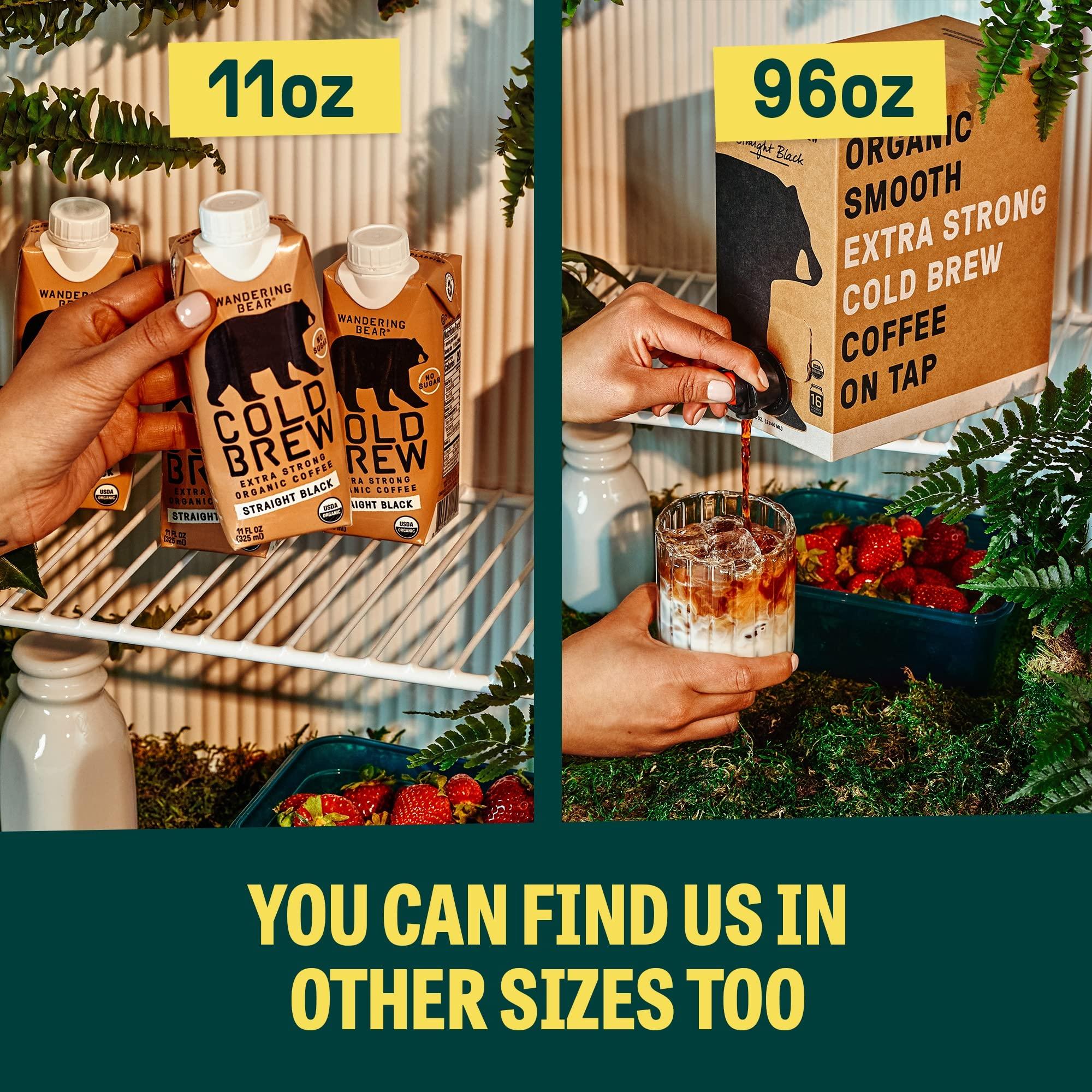 Wandering Bear Wandering Bear Extra Strong Organic Cold Brew Coffee, Straight Black, 32 fl oz, 1 pack - Smooth, Organic, Unsweetened, Shelf-Stable, and Ready to Drink Cold Brew