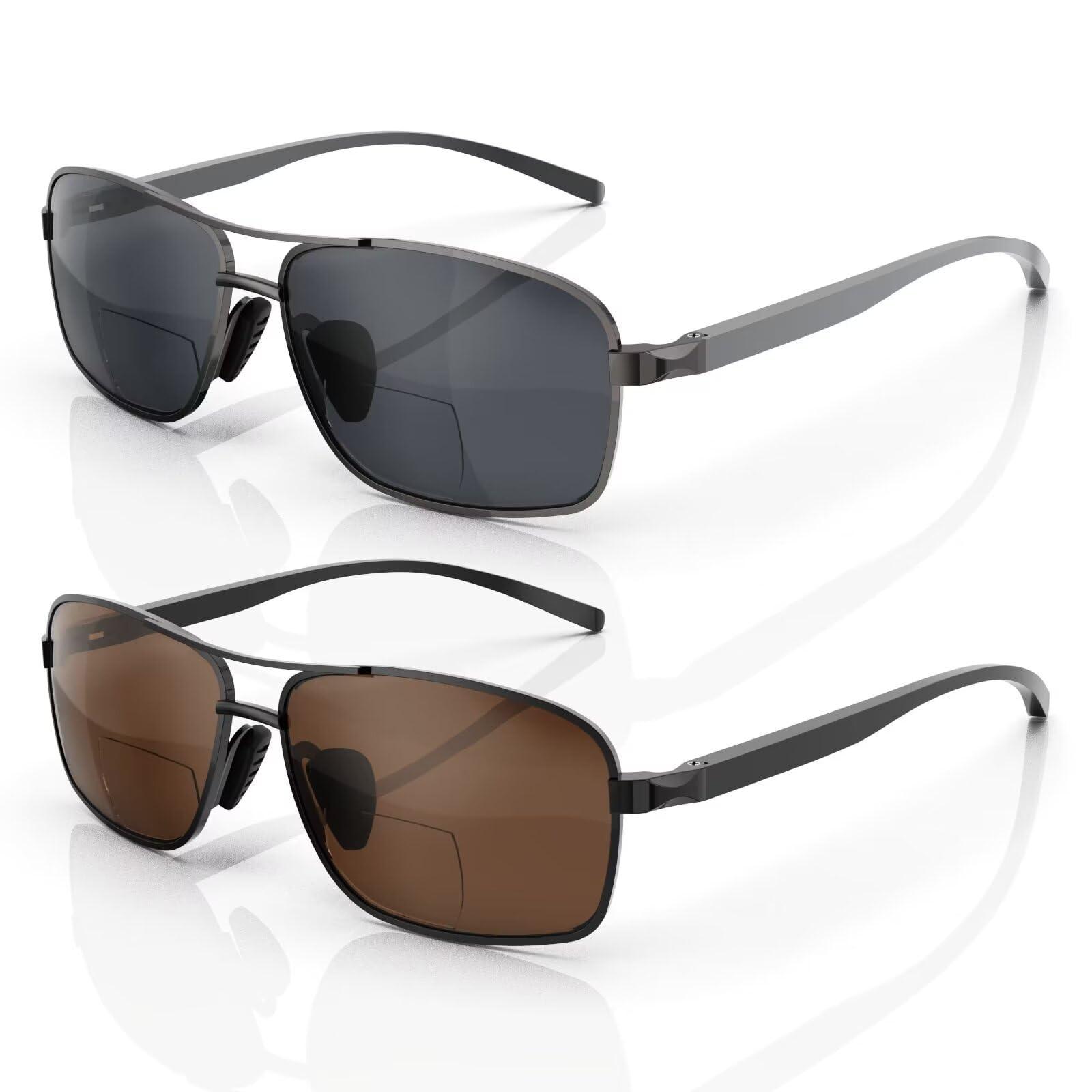 LianSan LianSan 2 Packs Premium Metal Bifocal Sunglasses for Men Women Retro Top Clear Sun Readers with UV Protection(Multicolor,2.25x)