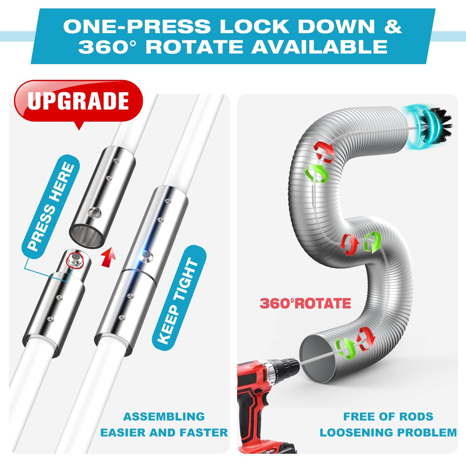 Sealegend Sealegend 50 FEET Dryer Vent Cleaner Kit, Lint Remover Upgrade Flexible Quick Snap Brush with Drill Attachment Extend Up to 50 FEET for Easy Cleaning Use with or Without a Power Drill