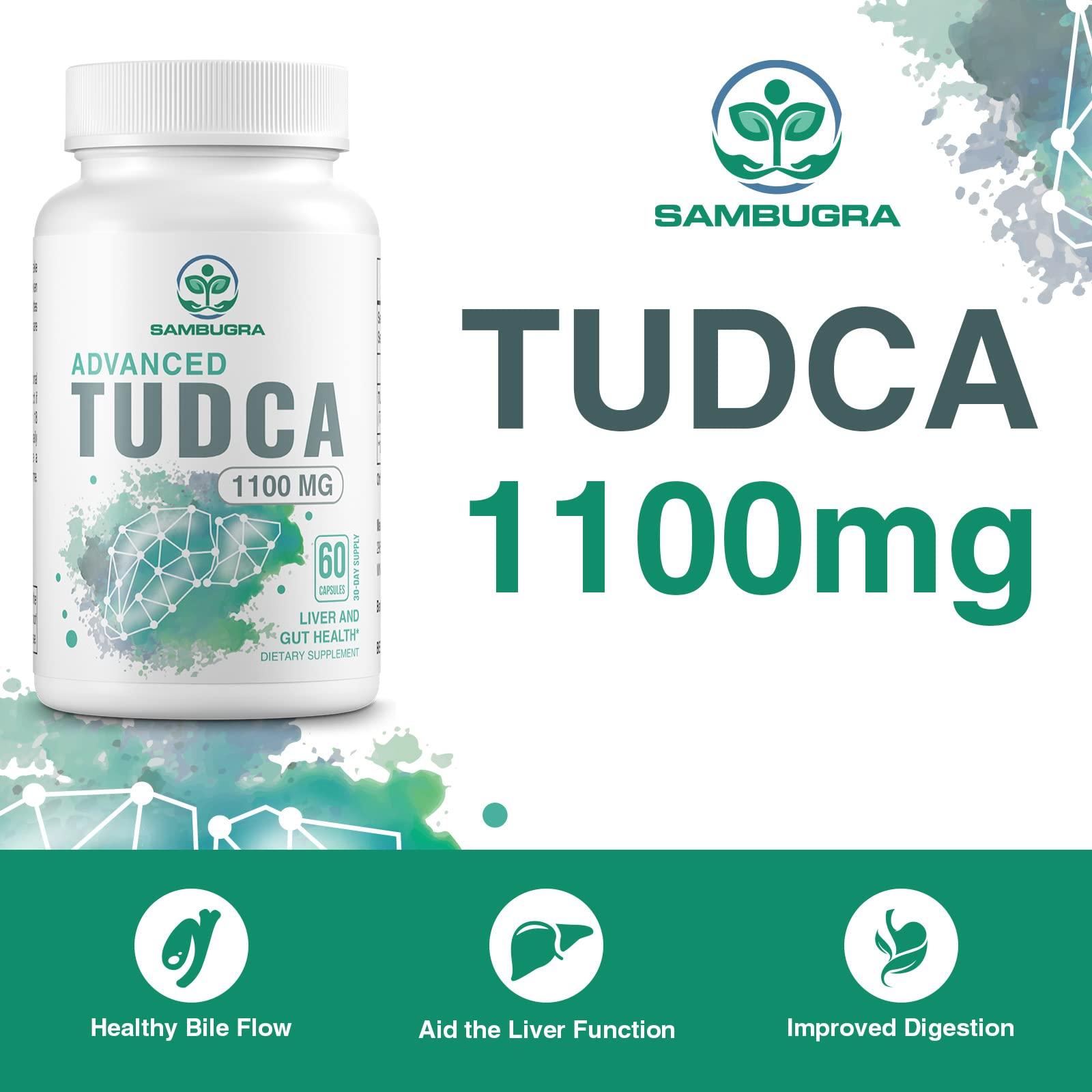 Sambugra TUDCA 1100mg for Liver Cleanse Detox and Repair, 3rd Party Tested Advanced TUDCA Supplements, Ultra Strength Bile Salt TUDCA Liver Supplement, 180 Capsules (Pack of 3)