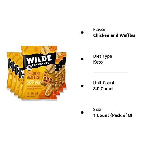 Wilde Chips WILDE Chicken & Waffles Protein Chips, Thin and Crispy, High Protein, Keto, Made with Real Ingredients, 2.25oz Bags (Pack of 8)