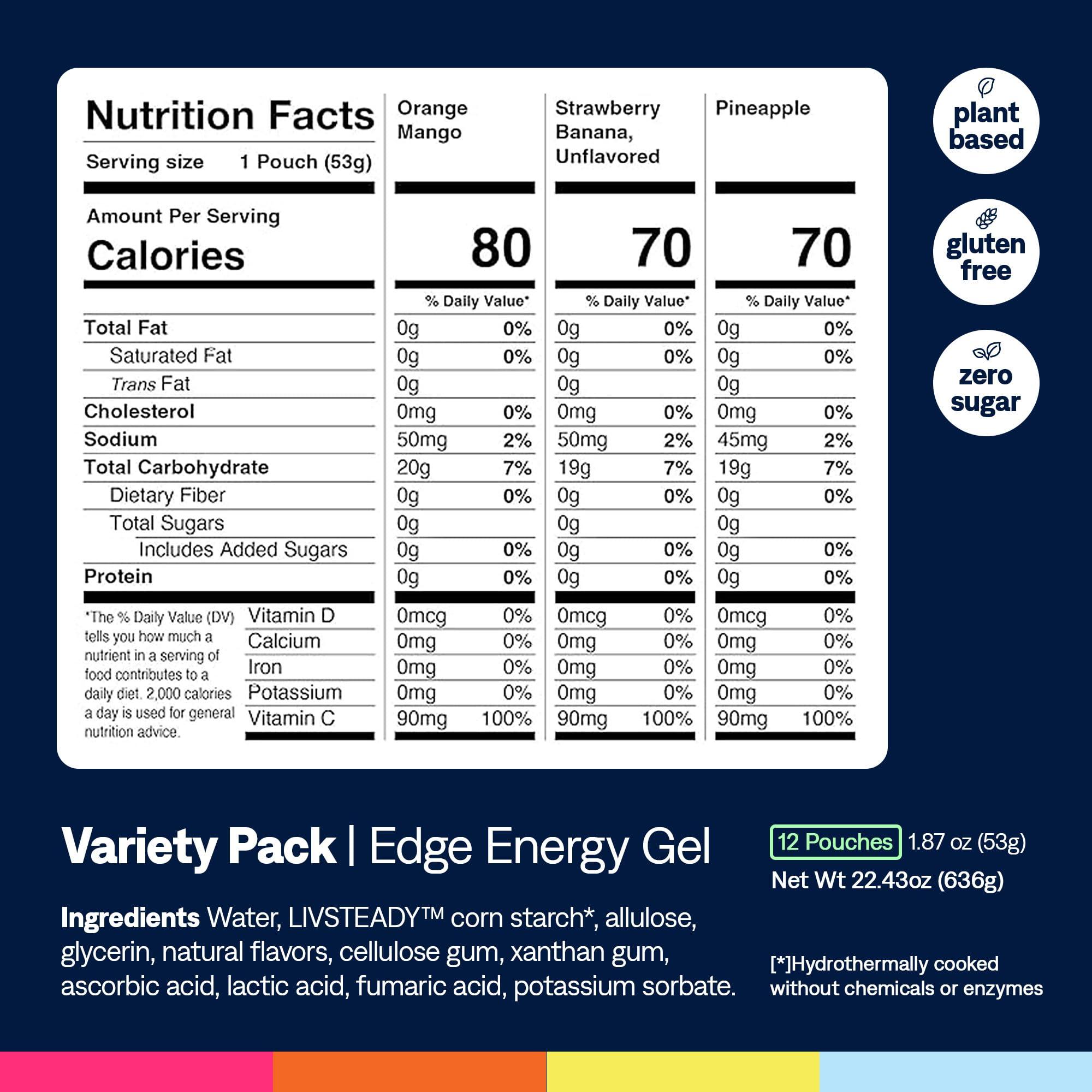 UCAN UCAN Edge Energy Gel Shots, Variety Pack (12, 2 Ounce Packets) for Running, Training, Workouts, Fitness, Cycling, Crossfit | Sugar-Free, Vegan, & Keto Friendly