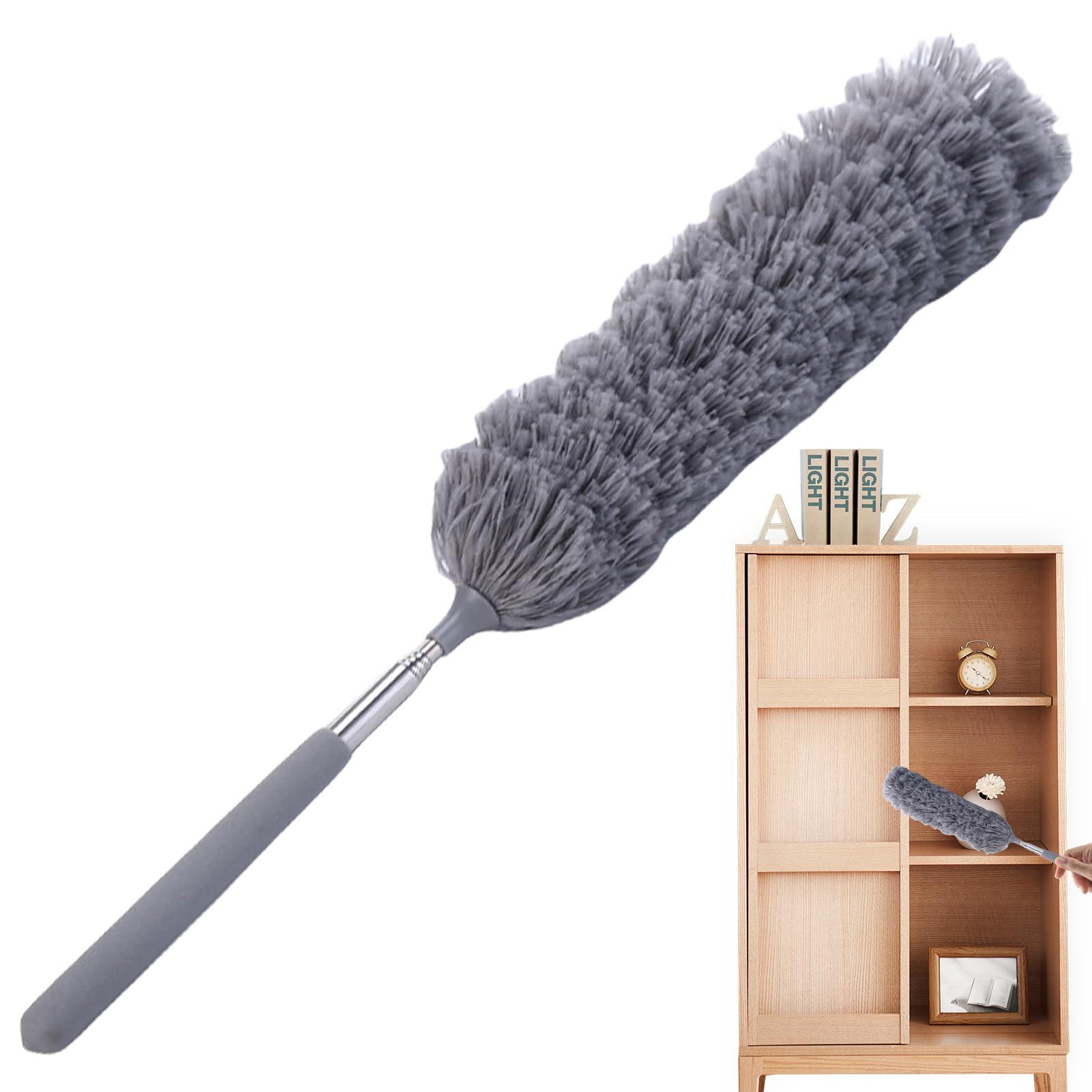 DALYNN Cleaning Duster, 360 Rotating Feather Cleaning Duster, Flexible Microfiber Cleaning Tool with Bendable Head, Washable Home Dust Collector Mop, Extension Pole Ceiling Cleaner for Officee Furniture