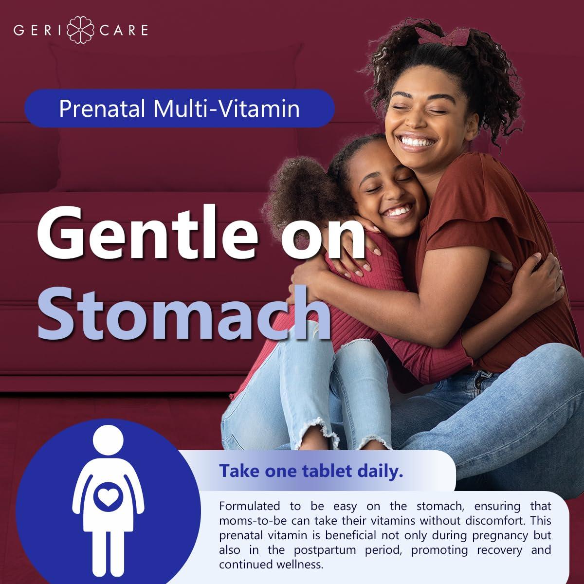 GeriCare GeriCare Prenatal Multivitamin & Minerals for Healthy Mom and Baby - Folate + Vitamin C + Vitamin D + Iron + Calcium + B12, 100 Count (Pack of 2)