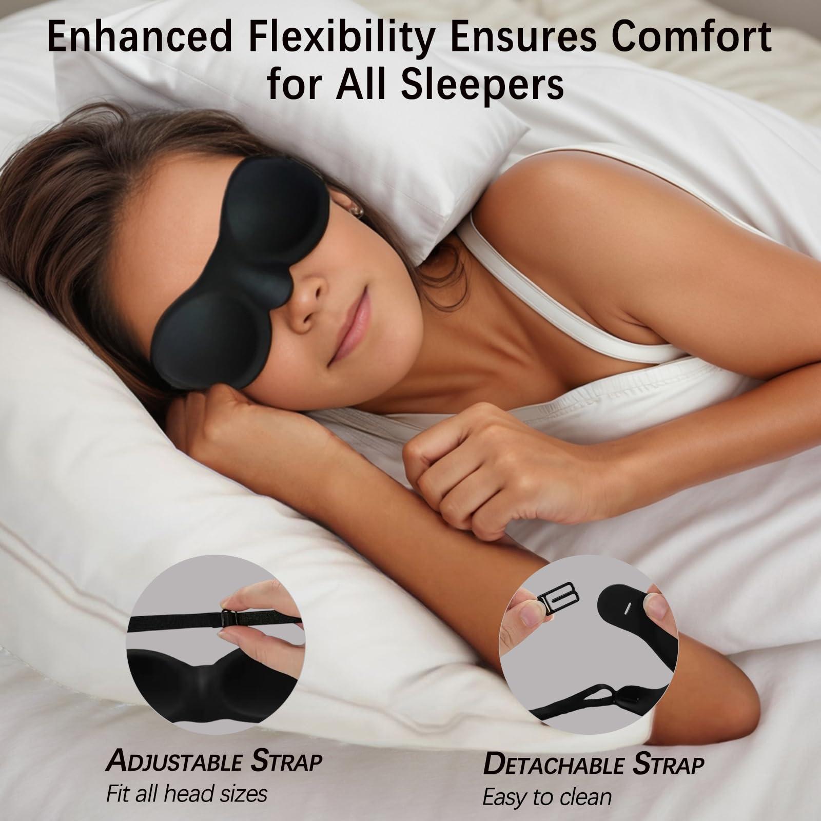 Vowleike Moisture Chamber Glasses for Dry Eyes - Vowleike Soft Silicone Sleep Goggles, Reusable Comfortable & Lightweight Sleep Mask, CPAP Compatible, Elastic and Stretchable Strap (Black)