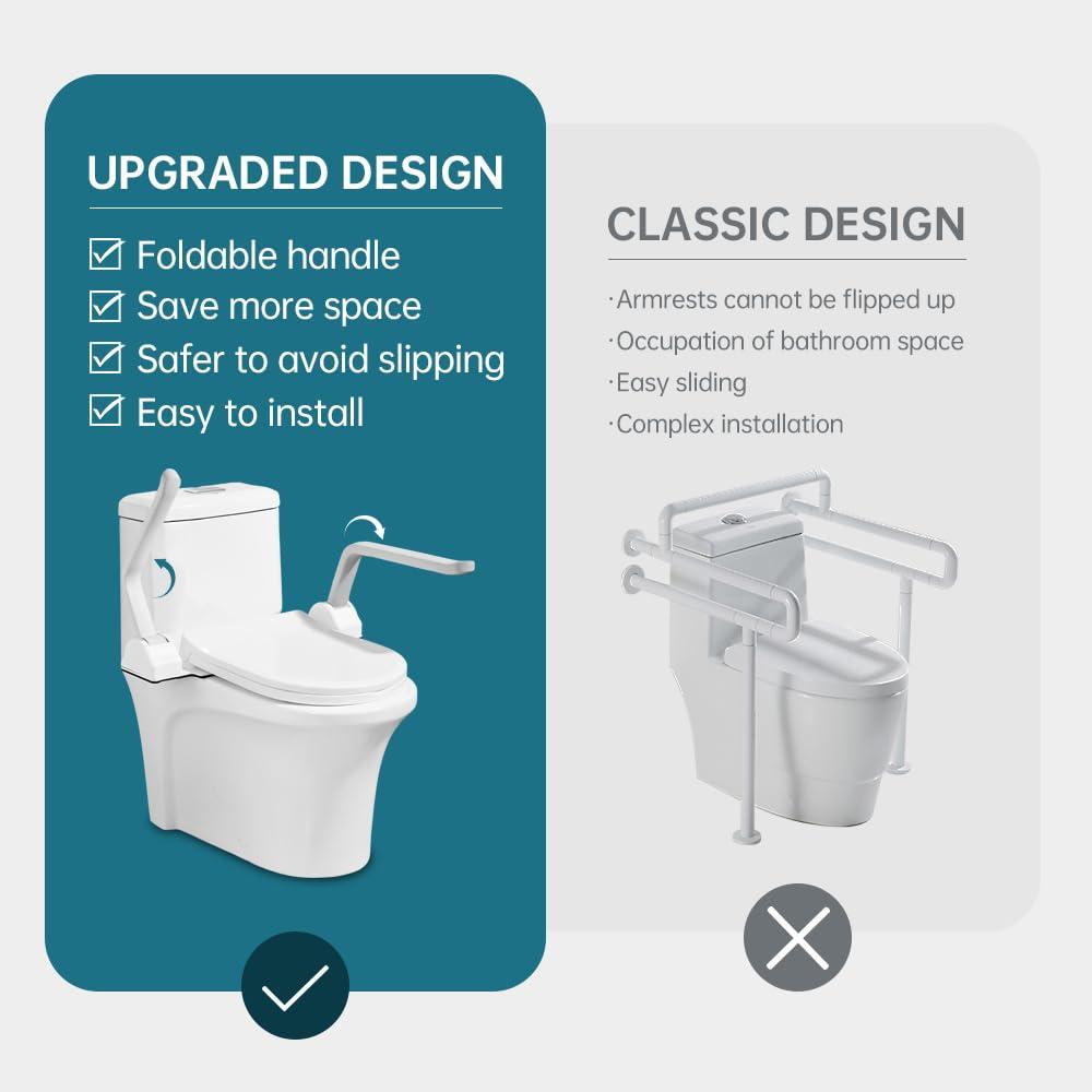 Eosprim Eosprim Toilet Safety Rails for Seniors, Toilet Safety Frame with Handles for Elderly and Handicap Disabled, Toilet Grab Bars Lift Assist Devices for Bathroom, Toilet Safety Rails (White)