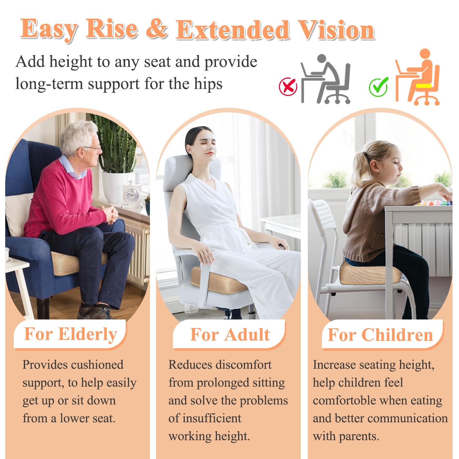 ECISZ Booster Seat Cushion Extra Thick Chair Foam Cushion for Elderly Adult Booster Seat Elevation Pillow Extra Firm Riser Supportive Lift Chair Cushion Lift Pads for Home, Couch, Patio, Office Seats