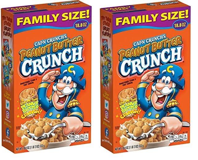 Cap\'n Crunch Cap\'n Crunch Cereal, Peanut Butter, 18.8oz Box, Packaging May Vary (Pack of 2)