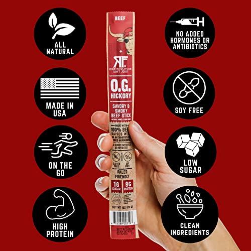 RIGHTEOUS FELON Righteous Felon Meat Sticks | 100% Beef Sticks | Gluten Free & Keto Meat Sticks | Low Sugar & High Protein Meat Sticks | Healthy Snack for Adults | Jerky Gifts for Men | OG Hickory, 10 Pack