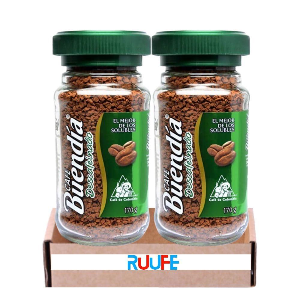 RUUFE Buendia Instant Coffee Decaffeinated Coffee (2 Pack) 100% Colombian Coffee- Caf 5.9 oz - Cafe Instantaneo Descafeinado Cafe Colombiano Colombian Coffee